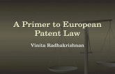 A Primer to European Patent Law by Vinita Radhakrishnan