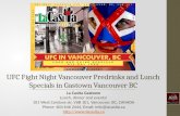 UFC Fight Night Vancouver Predrinks and Lunch Specials in Gastown Vancouver BC