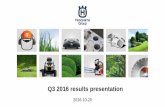 Husqvarna Group Q3 2016 results presentation