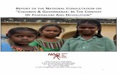 Report of the National Consultation on “Children & Governance: In the Context of Federalism and Devolution”