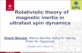 Relativistic theory of magnetic inertia in ultrafast spin dynamics