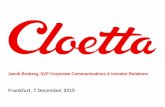 Cloetta - Roadshow presentation December 2015