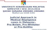 Judicial approach in medical negligence in malaysia