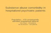 Substance abuse comorbidity in hospitalized psychiatric patients Population – 470 consequently admitted hospitalized patients Kfar Shaul – 250 patients.