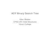 ADT Binary Search Tree Ellen Walker CPSC 201 Data Structures Hiram College.