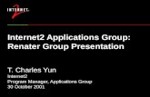 Internet2 Applications Group: Renater Group Presentation T. Charles Yun Internet2 Program Manager, Applications Group 30 October 2001.