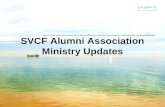 SVCF Alumni Association Ministry Updates. 1.Finances 2.IVCF Metro Manila Regional Unit 3.SVCF AA Prayer Fellowship 4.Newsletter 5.Kawayan Camp 6.ECHO.