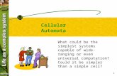 1 Cellular Automata What could be the simplest systems capable of wide-ranging or even universal computation? Could it be simpler than a simple cell?