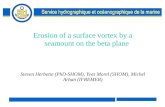 Erosion of a surface vortex by a seamount on the beta plane Steven Herbette (PhD-SHOM), Yves Morel (SHOM), Michel Arhan (IFREMER)