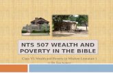 NTS 507 WEALTH AND POVERTY IN THE BIBLE Class VI: Wealth and Poverty in Wisdom Literature I © Dr. Esa Autero.