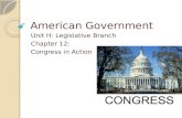 American Government Unit H: Legislative Branch Chapter 12: Congress in Action.