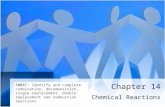 Chapter 14 Chemical Reactions SWBAT: Identify and complete combination, decomposition, single replacement, double replacement and combustion reactions.