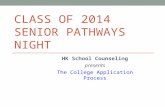 CLASS OF 2014 SENIOR PATHWAYS NIGHT HK School Counseling presents The College Application Process.