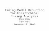 Timing Model Reduction for Hierarchical Timing Analysis Shuo Zhou Synopsys November 7, 2006.