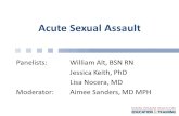 Panelists:William Alt, BSN RN Jessica Keith, PhD Lisa Nocera, MD Moderator:Aimee Sanders, MD MPH Acute Sexual Assault.