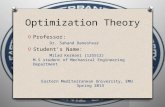 Optimization Theory O Professor: Dr. Sahand Daneshvar O Student’s Name: Milad Kermani (125512) M.S student of Mechanical Engineering Department Eastern.