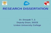 Dr. Deepak T. J. Deputy Dean, SOCE Linton University College.