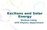 Excitons and Solar Energy Shuhua Liang UTK Physics department UTK Physics department.