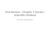 Test Review : Chapter 1 Vocab./ Scientific Method Honors Chemistry.