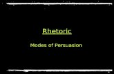 Rhetoric Modes of Persuasion. Rhetoric Logos – An appeal to logic & reason Pathos – An appeal to emotion Ethos – An appeal to the character of the speaker.