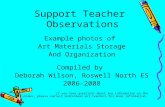 Support Teacher Observations Example photos of Art Materials Storage And Organization Compiled by Deborah Wilson, Roswell North ES 2006-2008 If you have.