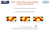Joint LIGO-Virgo data analysis Inspiral and Burst Summary of the first project results Overview of the future activities M.-A. Bizouard (LAL-Orsay) on.