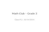 Math Club – Grade 3 Class # 2 : 10/14/2014. GCF: Greatest Common Factor It is the highest common FACTOR for 2 or more numbers What is the GCF for 4 and.