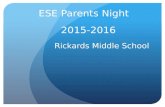 2015-2016 Rickards Middle School ESE Parents Night.