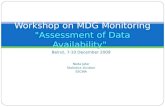 Beirut, 7-10 December 2009 Neda Jafar Statistics Division ESCWA Workshop on MDG Monitoring "Assessment of Data Availability"