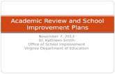 November 7, 2013 Dr. Kathleen Smith Office of School Improvement Virginia Department of Education Academic Review and School Improvement Plans.
