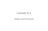 Lesson 5-1 Ratios and Percents. Definition Percent- A ratio that compares a number to 100.