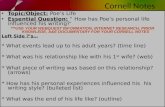 Cornell Notes Topic/Object: Poe’s Life Essential Question: “ How has Poe’s personal life influenced his writing?’ ***USE YOUR WEBQUEST INFORMATION, INTERNET.