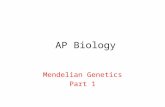AP Biology Mendelian Genetics Part 1. Important concepts from previous units: Genes are DNA segments that are inherited from parents during reproduction.