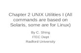 Chapter 2 UNIX Utilities I (All commands are based on Solaris, some are for Linux) By C. Shing ITEC Dept Radford University.