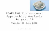 PEARLING for success: Approaching Analysis in year 10 Monday, 15 February 2016 Jonathan Peel JLS 2015.