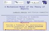 A Mechanized Model of the Theory of Objects 1.Functional  -calculus in Isabelle 2.Confluence Proof in Isabelle 3.Ongoing Work, Applications, Conclusion.