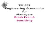 TM 661 Engineering Economics for Managers Break Even & Sensitivity.