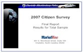 2007 Citizen Survey Final Report Results for Total Sample 831 E. Morehead Street, Suite 150 Charlotte, North Carolina 28202.