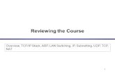 1 Overview, TCP/IP Stack, ARP, LAN Switching, IP, Subnetting, UDP, TCP, NAT Reviewing the Course.