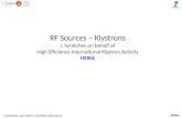 RF Sources  Klystrons I. Syratchev on behalf of