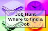 Job Hunt Where to find a Job. Job Lead Finding the right job begins with a job lead information about a job opening Finding the right job begins with