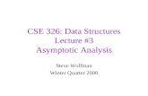 CSE 326: Data Structures Lecture #3 Asymptotic Analysis Steve Wolfman Winter Quarter 2000.