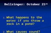 Bellringer: October 21 st 1. What happens to the water if you throw a rock in a pond? 2. What causes sound?