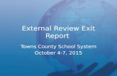 External Review Exit Report Towns County School System October 4-7, 2015.