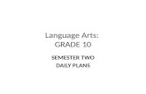 Language Arts: GRADE 10 SEMESTER TWO DAILY PLANS.