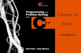 1 Chapter 12 Arrays Dale/Weems. 2 Chapter 12 Topics l Declaring and Using a One-Dimensional Array l Passing an Array as a Function Argument Using const.