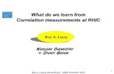 Roy A. Lacey, Stony Brook, ISMD, Kromĕřž, 2005 1 Roy A. Lacey What do we learn from Correlation measurements at RHIC.