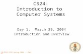 CALTECH CS24 Spring 2004 -- DeHon CS24: Introduction to Computer Systems Day 1: March 29, 2004 Introduction and Overview.