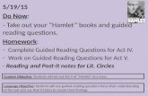 5/19/15 Do Now: - Take out your Hamlet books and guided reading questions. Homework: -Complete Guided Reading Questions for Act IV. -Work on Guided Reading.