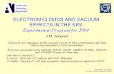 Prepared by M. Jimenez AT Dept / Vacuum Group, ECloud04 ELECTRON CLOUDS AND VACUUM EFFECTS IN THE SPS Experimental Program for 2004 J.M. Jimenez Thanks